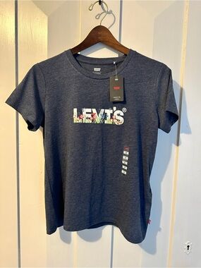 Levi's Navy Tee with Multicolor Floral Logo